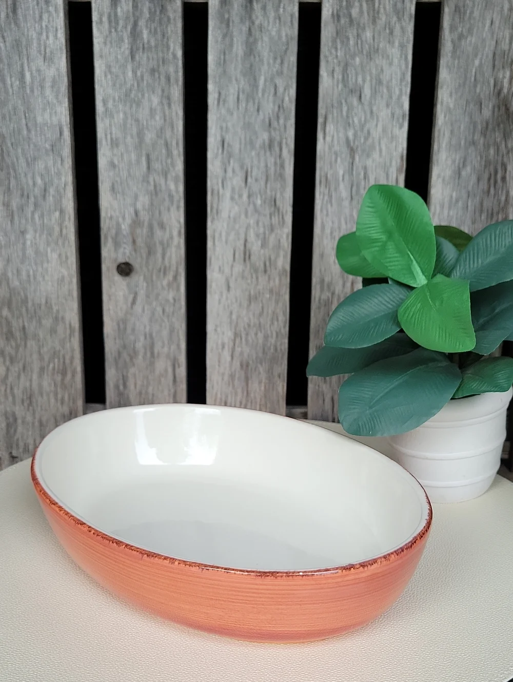 Brushed Coral Glazed Stoneware Serving Bowl - La Ceramica D'Italia